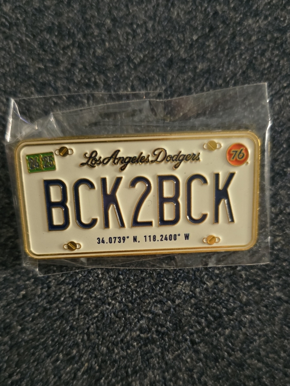 LA Dodgers BCK2BCK License Plate Collectible Pin